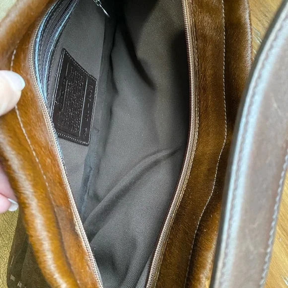 2002 Coach Vintage Y2K Brown Calfhair Stitched Shoulder Bag - Picture 8 of 16